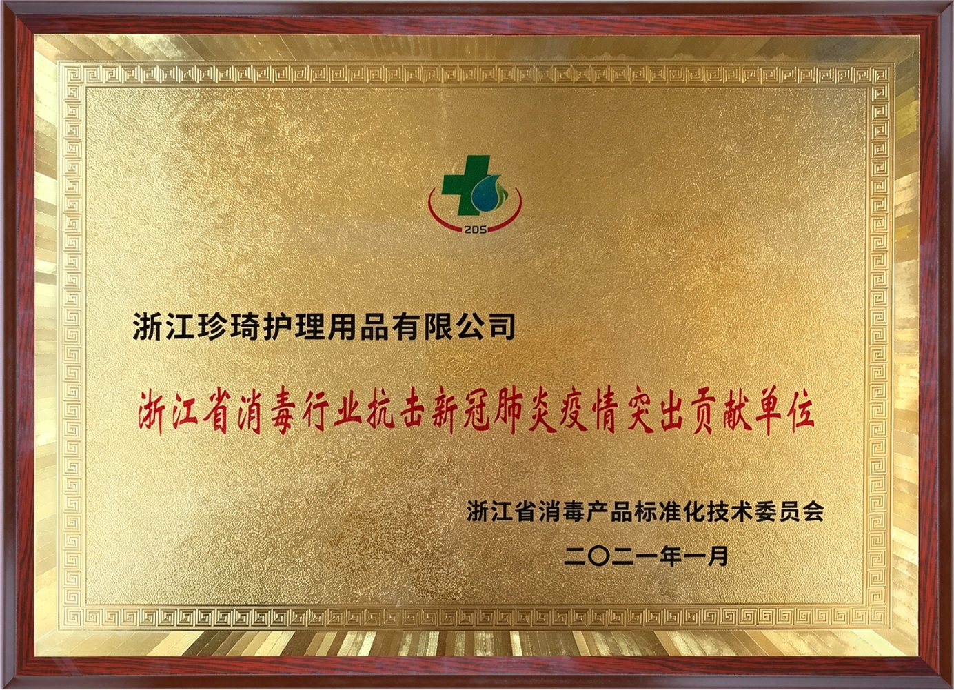 Zhejiang Disinfection Industry Outstanding Contribution Unit in Fighting COVID-19